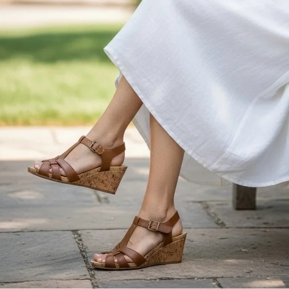 b.o.c. Jaquet Brown Comfort Cushioned Wedge Heels Sandals 7M NIB - Picture 2 of 10